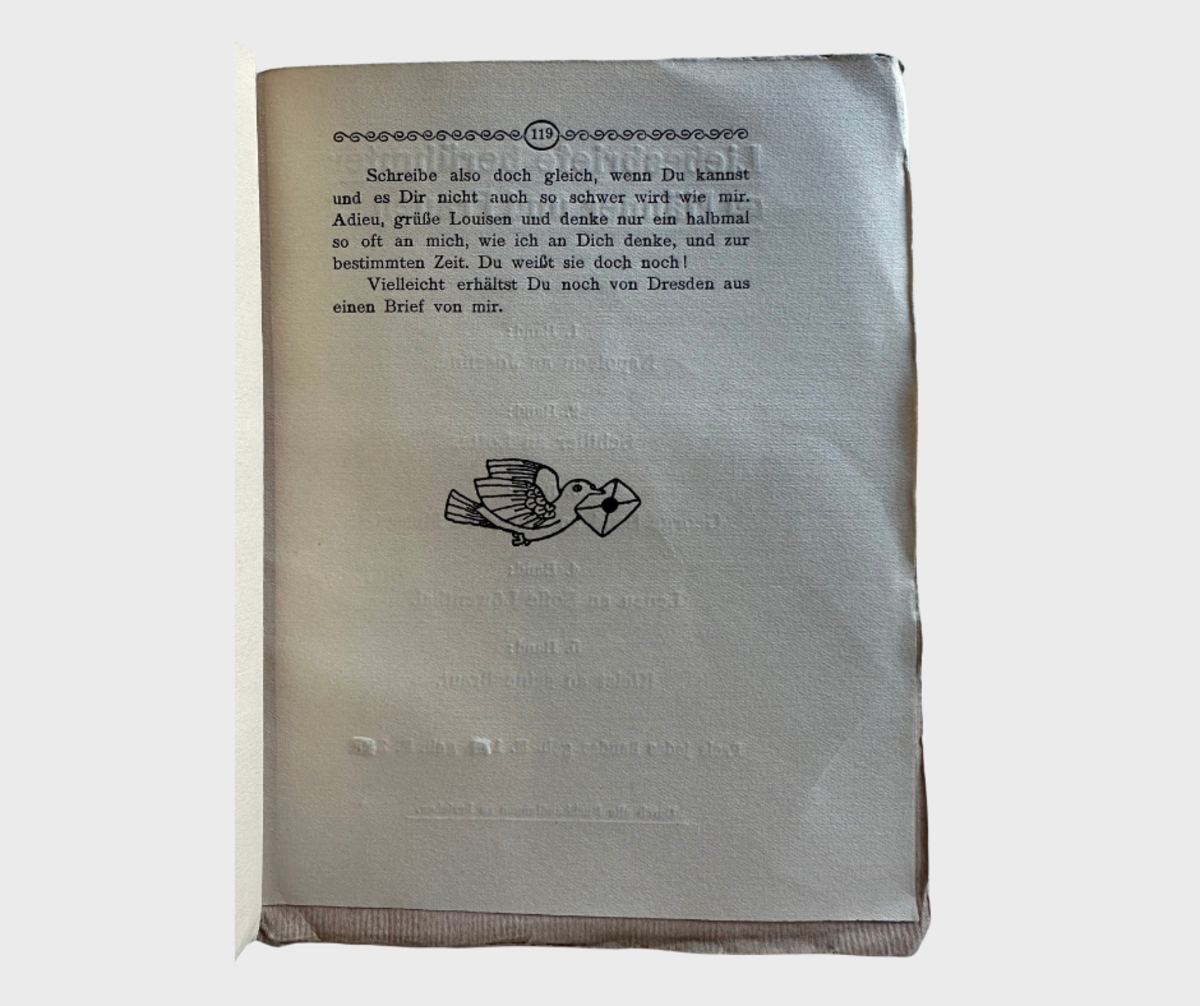 Heinrich v. Kleist an seine Braut. Liebesbriefe berühmter Männer und Frauen, Bd. 5. Wien, Leipzig: Wiener Verlag 1906, 1.–3. Tsd. Mit Grafiken von Bertold Löffler, S. 119. 