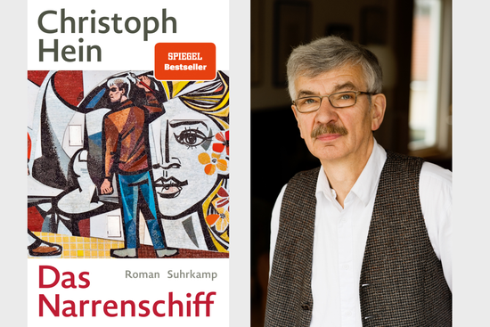 Christoph Hein - Das Narrenschiff, © Foto Christoph Hein (c) Heike Steinweg / Buchcover (c) Suhrkamp Verlag