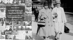 Bild-Collage: Links das Buchcover von Peter Wanners Buch "Helene und Karl, Karl und Frida". Rechts eine Schwarz-Weiß-Fotografie: Eine Alltags-Familienszene – Wanners Urgroßmutter Mathilde Wanner und ihre Tochter Klara auf der Heilbronner Kaiserstraße, auf dem Weg zum Bahnhof. 